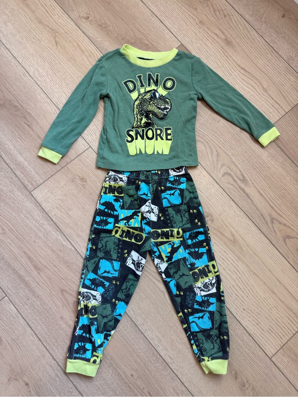 Kidgets Green and Blue Dinosaur Pajama Set 3T